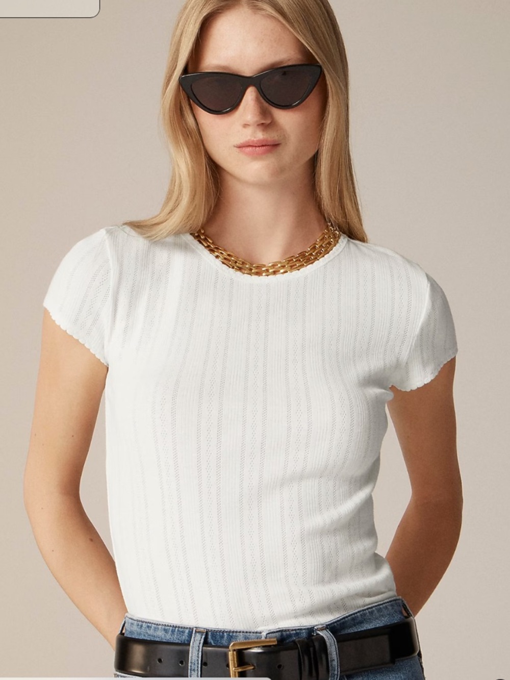 J. Crew Pointelle short-sleeve T-shirt